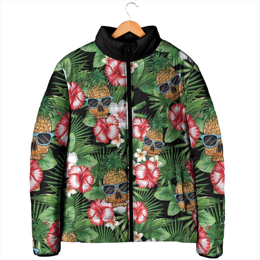 Pineapple Skull Aloha Hawaii Padded Jacket Summer Vibes Tropical Seamless Pattern - Wonder Print Shop