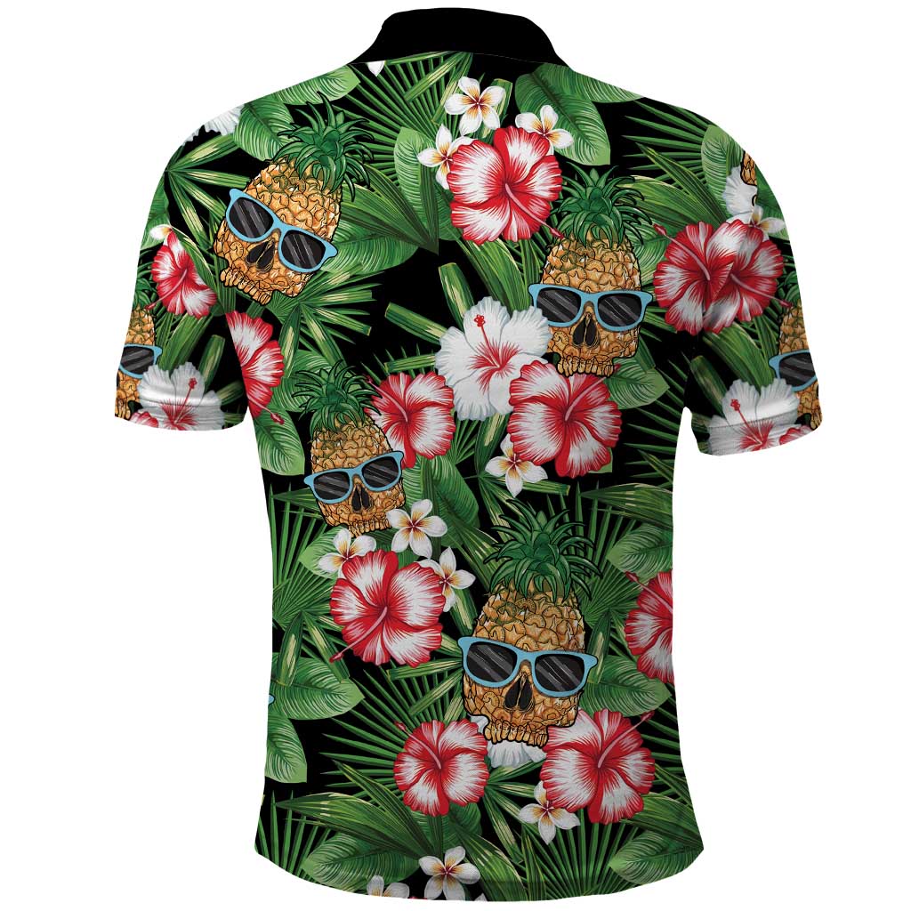 Pineapple Skull Aloha Hawaii Polo Shirt Summer Vibes Tropical Seamless Pattern - Wonder Print Shop