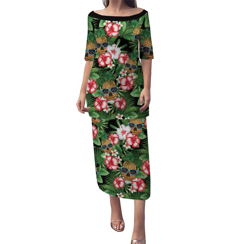 Pineapple Skull Aloha Hawaii Puletasi Summer Vibes Tropical Seamless Pattern - Wonder Print Shop