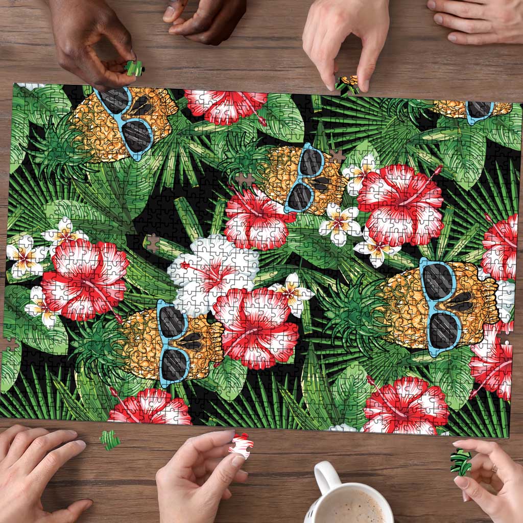 Pineapple Skull Aloha Hawaii Puzzle Summer Vibes Tropical Seamless Pattern - Wonder Print Shop