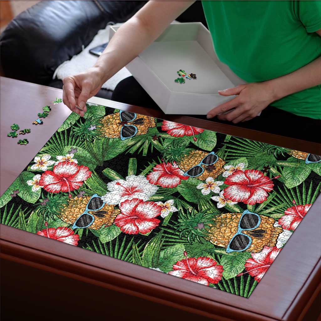 Pineapple Skull Aloha Hawaii Puzzle Summer Vibes Tropical Seamless Pattern - Wonder Print Shop