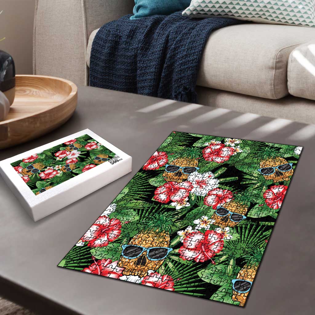 Pineapple Skull Aloha Hawaii Puzzle Summer Vibes Tropical Seamless Pattern - Wonder Print Shop