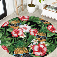 Pineapple Skull Aloha Hawaii Round Carpet Summer Vibes Tropical Seamless Pattern - Wonder Print Shop