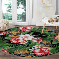 Pineapple Skull Aloha Hawaii Round Carpet Summer Vibes Tropical Seamless Pattern - Wonder Print Shop