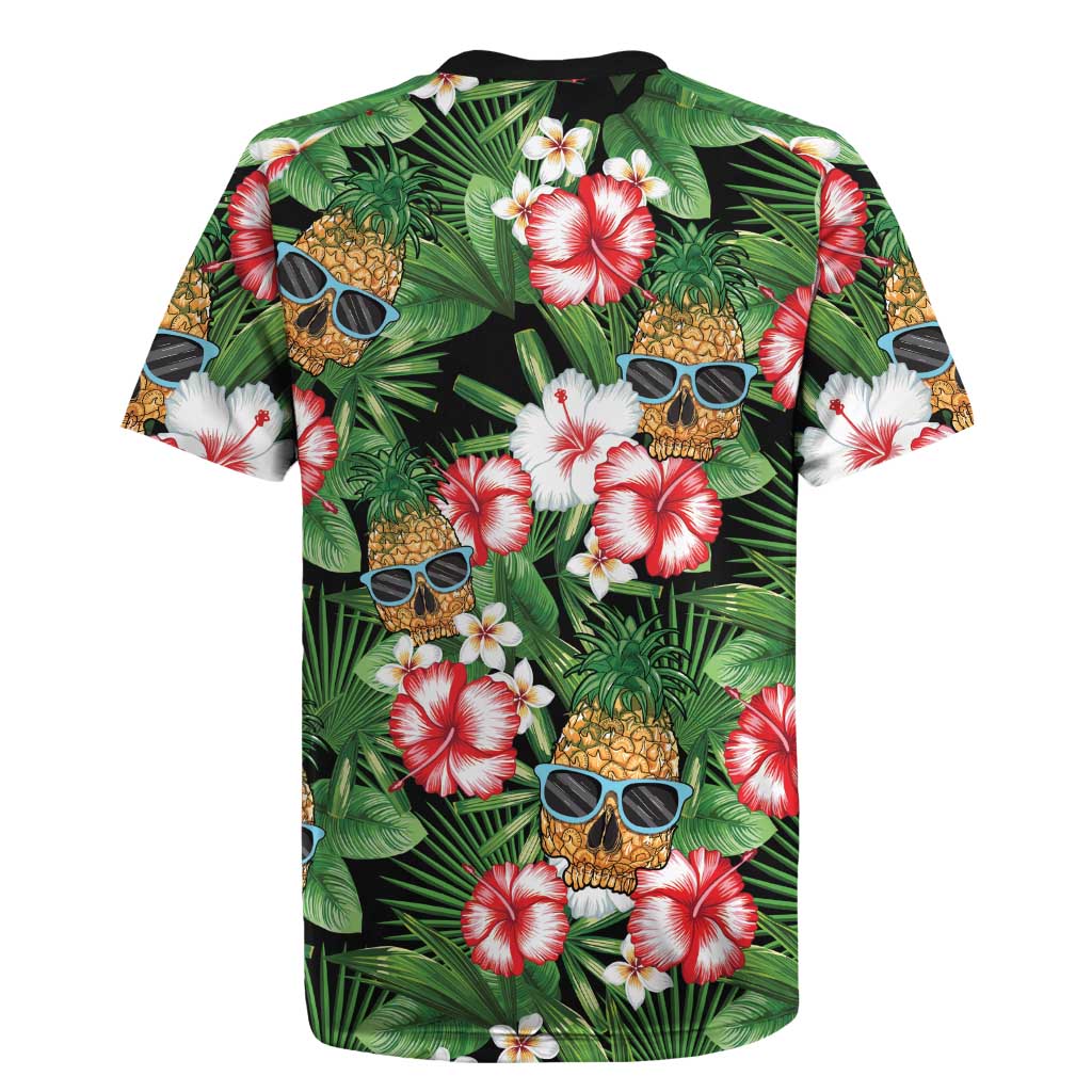 Pineapple Skull Aloha Hawaii Rugby Jersey Summer Vibes Tropical Seamless Pattern - Wonder Print Shop