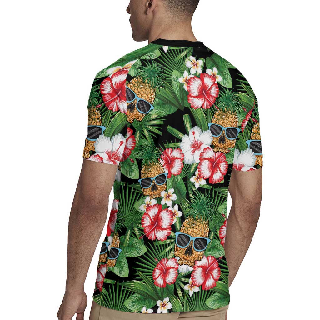 Pineapple Skull Aloha Hawaii Rugby Jersey Summer Vibes Tropical Seamless Pattern - Wonder Print Shop