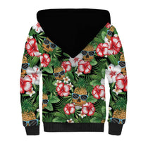 Pineapple Skull Aloha Hawaii Sherpa Hoodie Summer Vibes Tropical Seamless Pattern - Wonder Print Shop