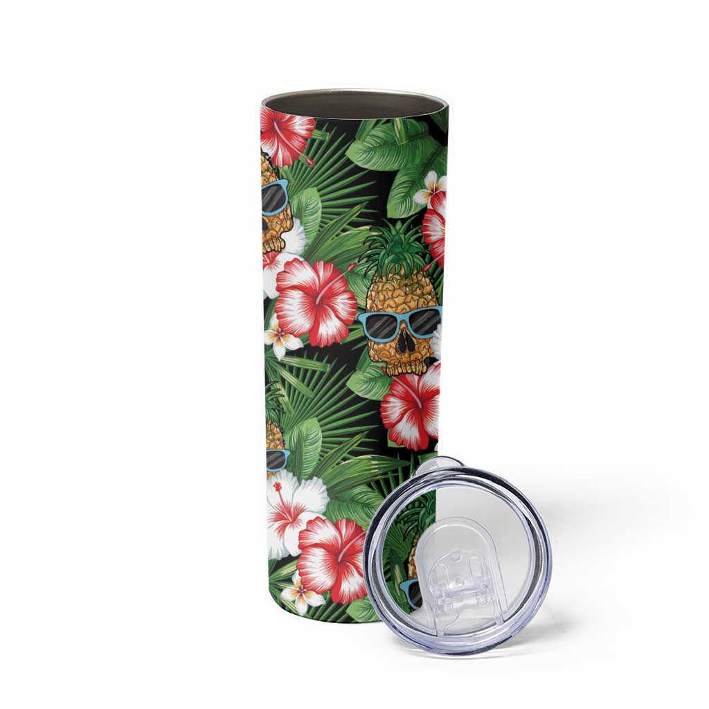 Pineapple Skull Aloha Hawaii Skinny Tumbler Summer Vibes Tropical Seamless Pattern - Wonder Print Shop