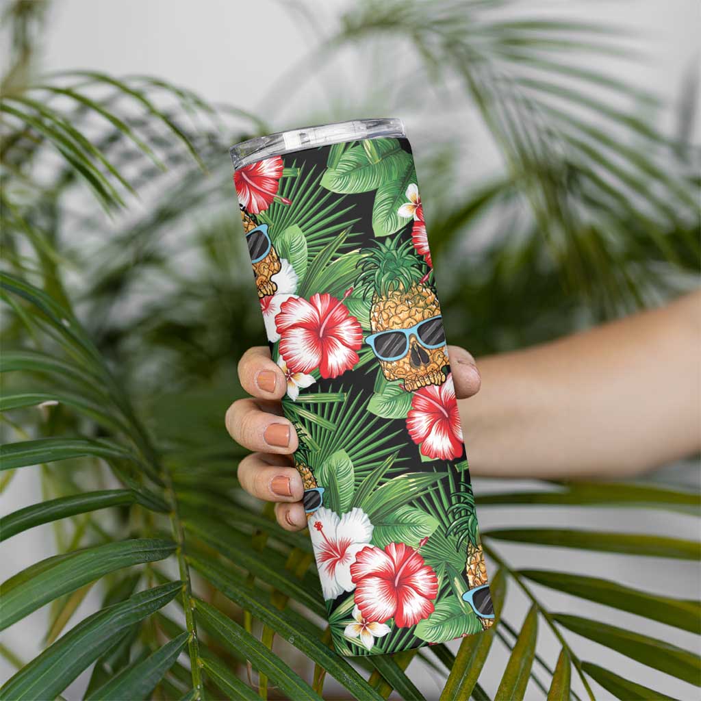 Pineapple Skull Aloha Hawaii Skinny Tumbler Summer Vibes Tropical Seamless Pattern - Wonder Print Shop