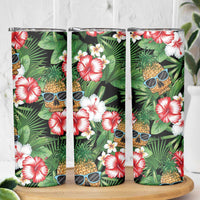 Pineapple Skull Aloha Hawaii Skinny Tumbler Summer Vibes Tropical Seamless Pattern - Wonder Print Shop