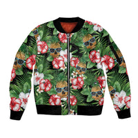 Pineapple Skull Aloha Hawaii Sleeve Zip Bomber Jacket Summer Vibes Tropical Seamless Pattern - Wonder Print Shop