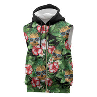 Pineapple Skull Aloha Hawaii Sleeveless Zip Hoodie Summer Vibes Tropical Seamless Pattern - Wonder Print Shop