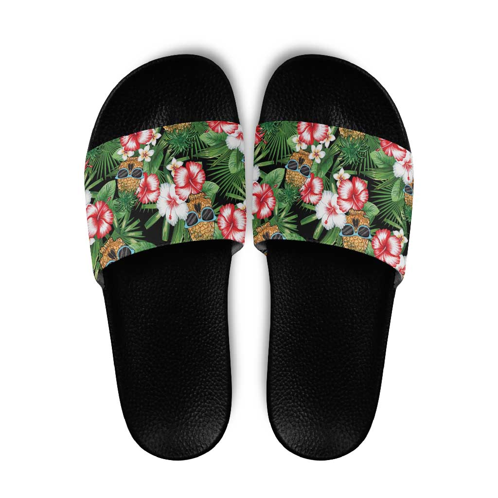 Pineapple Skull Aloha Hawaii Slide Sandals Summer Vibes Tropical Seamless Pattern - Wonder Print Shop