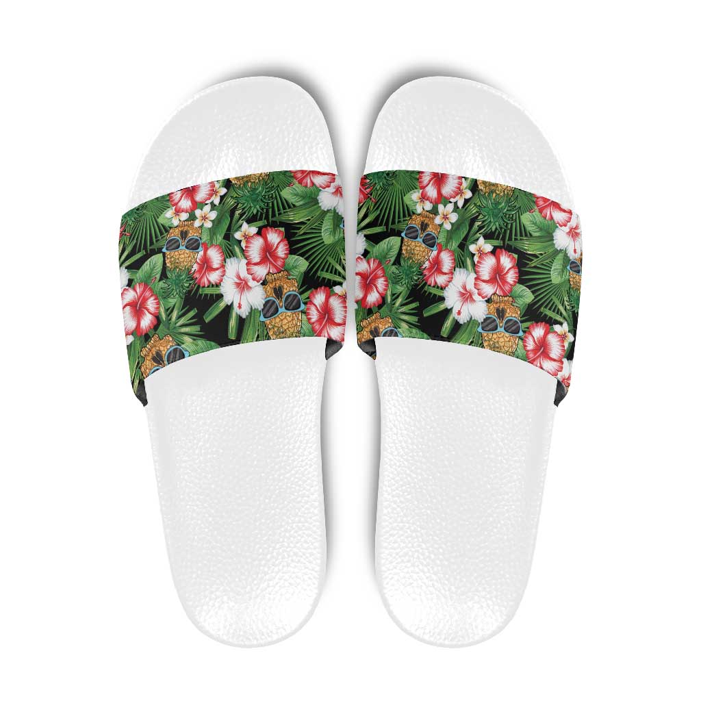 Pineapple Skull Aloha Hawaii Slide Sandals Summer Vibes Tropical Seamless Pattern - Wonder Print Shop