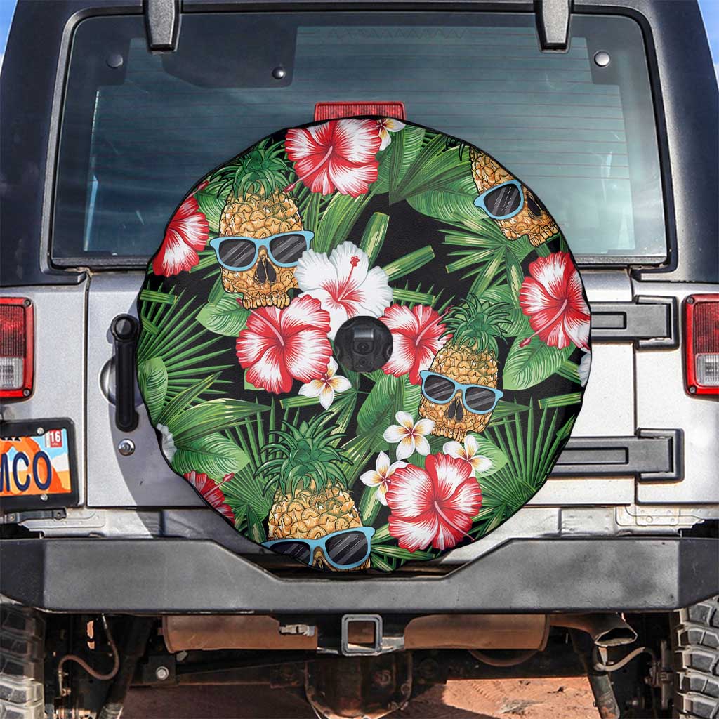 Pineapple Skull Aloha Hawaii Spare Tire Cover Summer Vibes Tropical Seamless Pattern - Wonder Print Shop