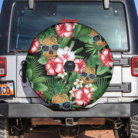 Pineapple Skull Aloha Hawaii Spare Tire Cover Summer Vibes Tropical Seamless Pattern - Wonder Print Shop