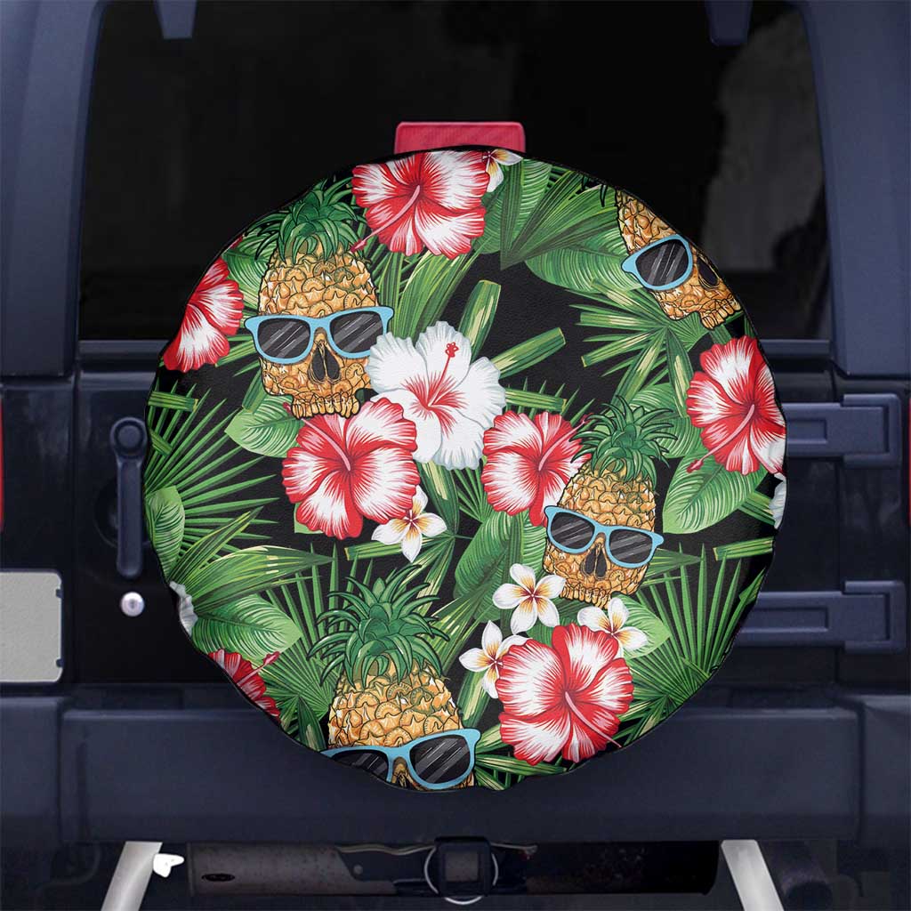 Pineapple Skull Aloha Hawaii Spare Tire Cover Summer Vibes Tropical Seamless Pattern - Wonder Print Shop
