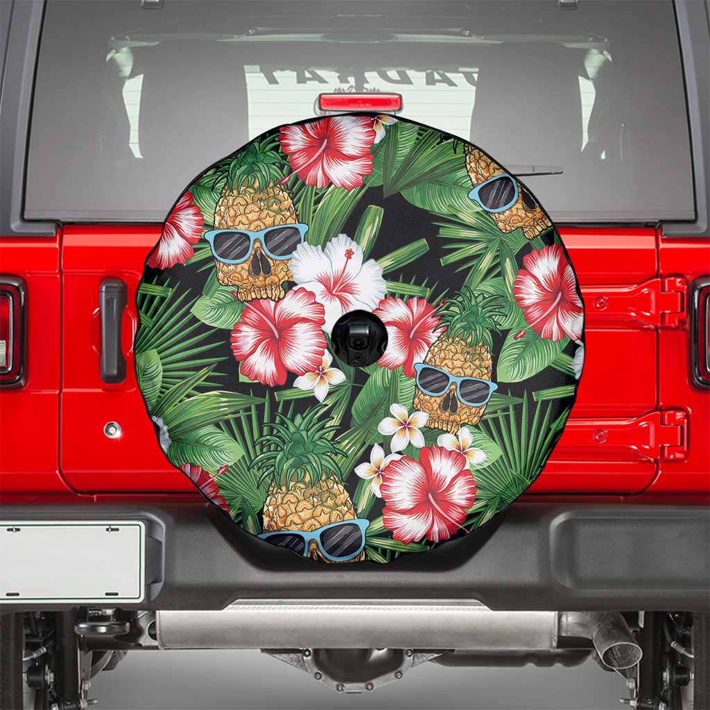 Pineapple Skull Aloha Hawaii Spare Tire Cover Summer Vibes Tropical Seamless Pattern - Wonder Print Shop