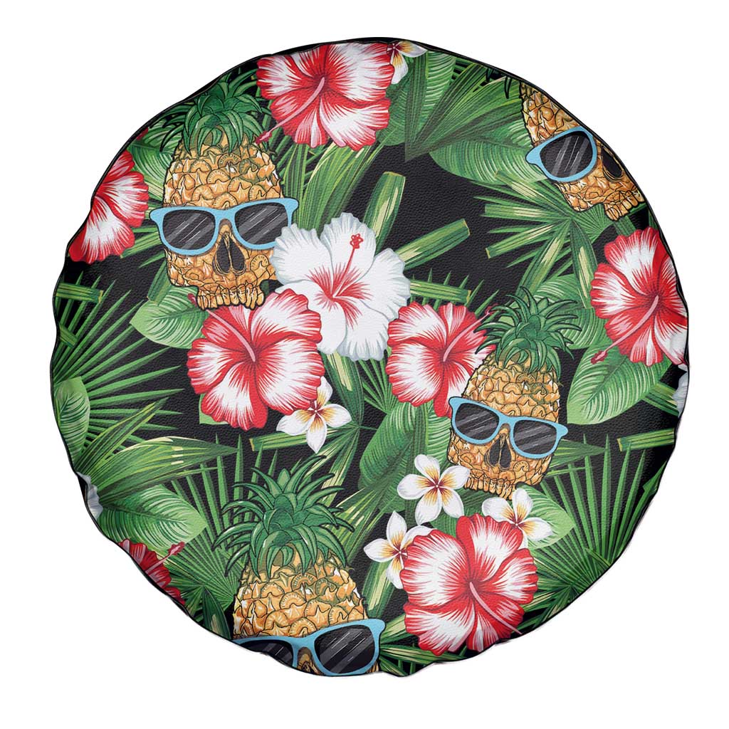 Pineapple Skull Aloha Hawaii Spare Tire Cover Summer Vibes Tropical Seamless Pattern - Wonder Print Shop