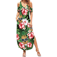 Pineapple Skull Aloha Hawaii Summer Maxi Dress Summer Vibes Tropical Seamless Pattern - Wonder Print Shop