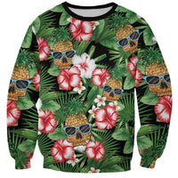 Pineapple Skull Aloha Hawaii Sweatshirt Summer Vibes Tropical Seamless Pattern - Wonder Print Shop