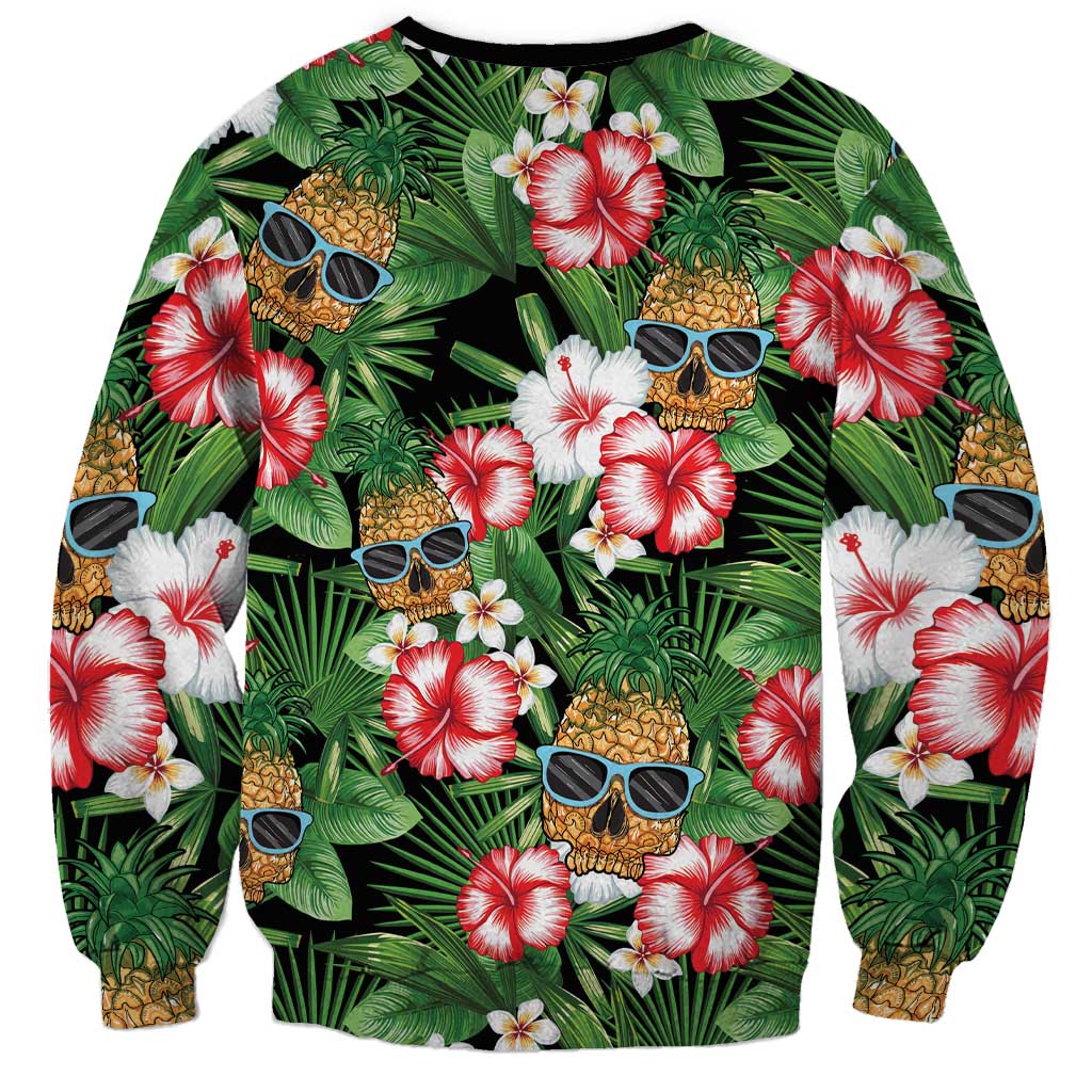 Pineapple Skull Aloha Hawaii Sweatshirt Summer Vibes Tropical Seamless Pattern - Wonder Print Shop