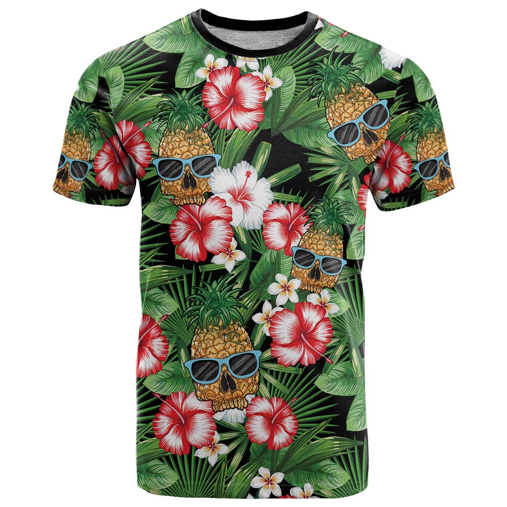 Pineapple Skull Aloha Hawaii T Shirt Summer Vibes Tropical Seamless Pattern - Wonder Print Shop