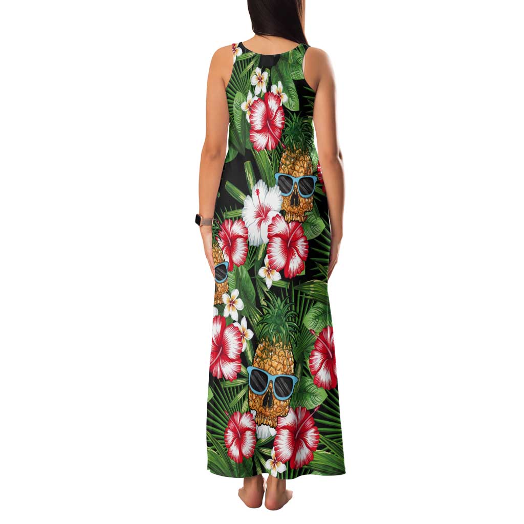 Pineapple Skull Aloha Hawaii Tank Maxi Dress Summer Vibes Tropical Seamless Pattern - Wonder Print Shop
