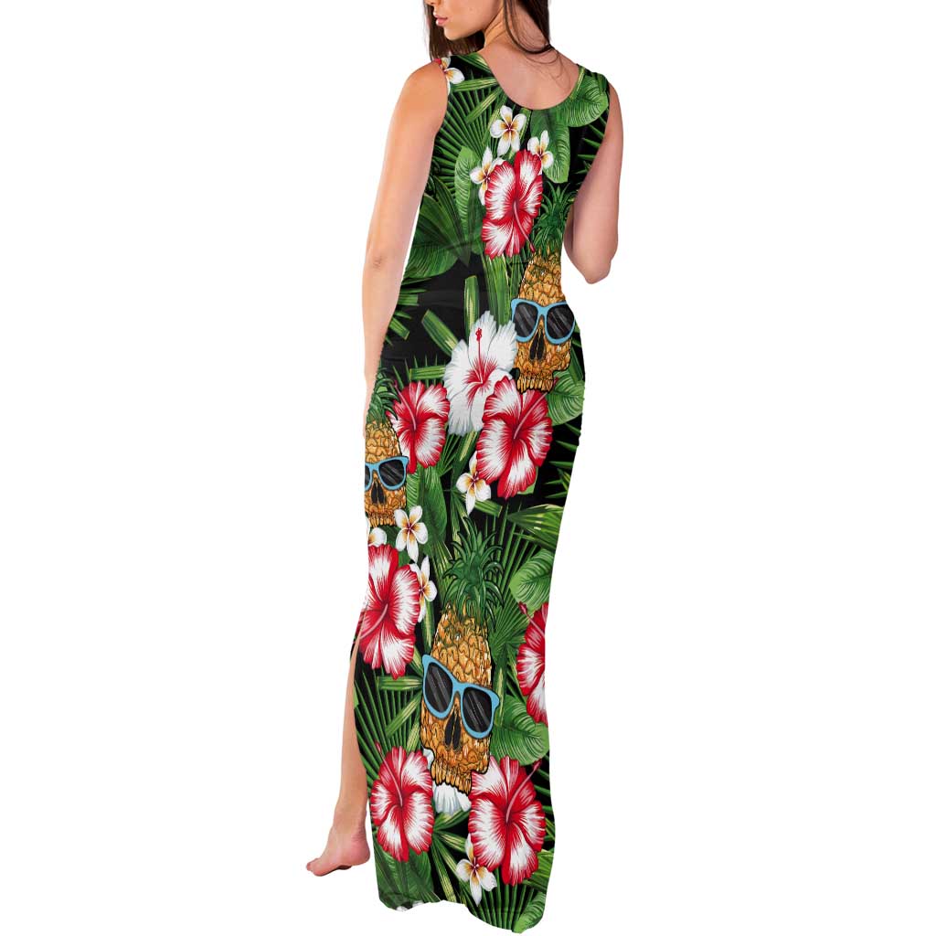 Pineapple Skull Aloha Hawaii Tank Maxi Dress Summer Vibes Tropical Seamless Pattern - Wonder Print Shop
