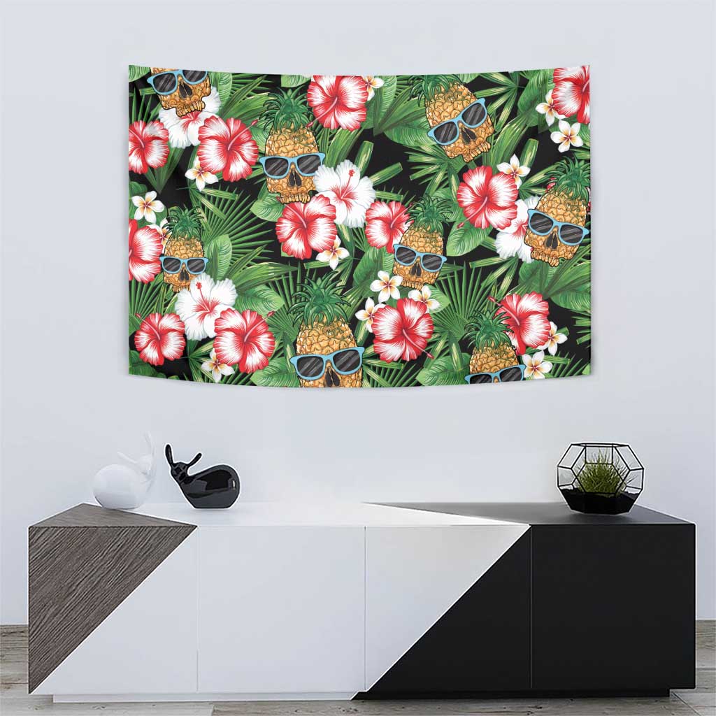 Pineapple Skull Aloha Hawaii Tapestry Summer Vibes Tropical Seamless Pattern - Wonder Print Shop