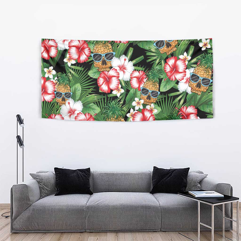 Pineapple Skull Aloha Hawaii Tapestry Summer Vibes Tropical Seamless Pattern - Wonder Print Shop