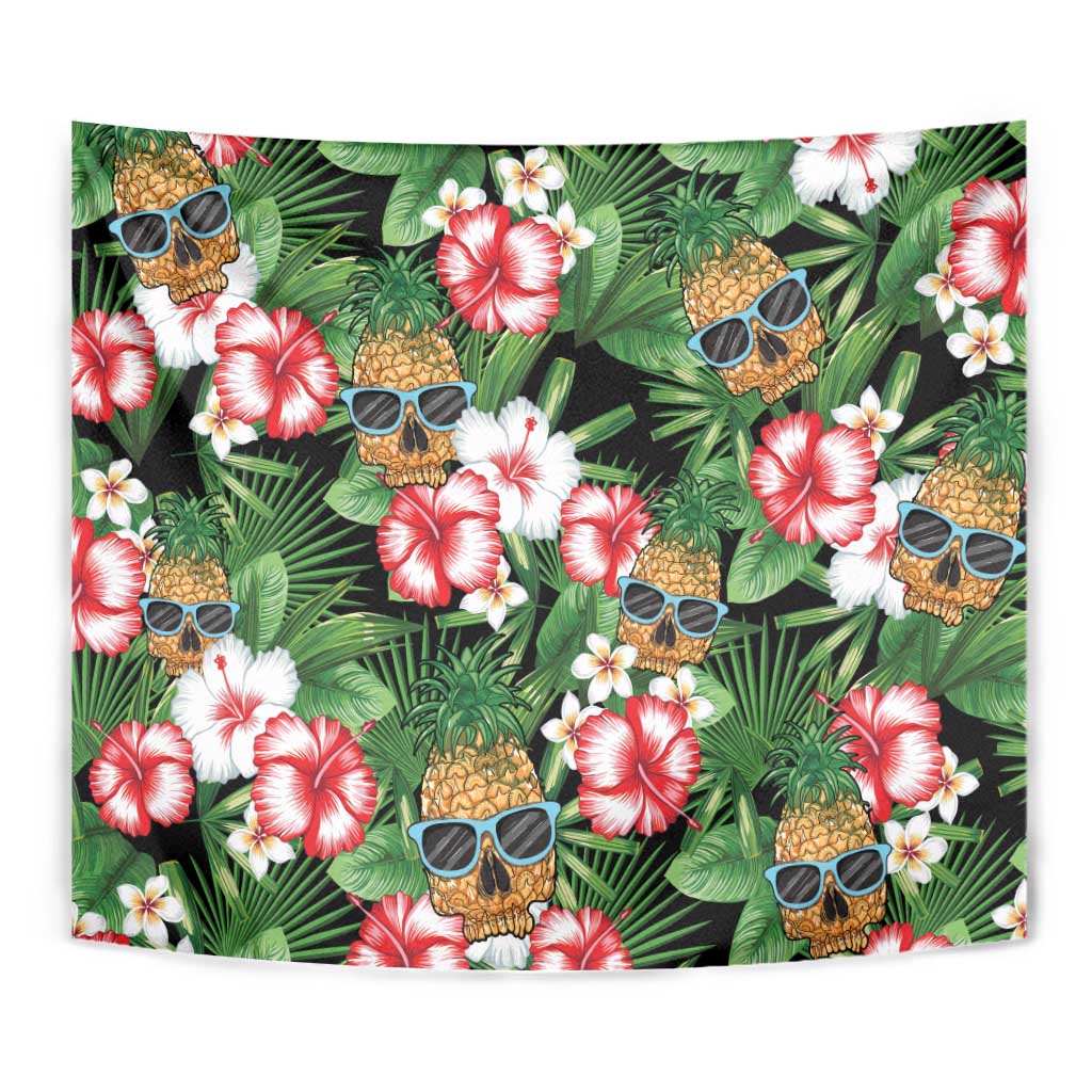 Pineapple Skull Aloha Hawaii Tapestry Summer Vibes Tropical Seamless Pattern - Wonder Print Shop