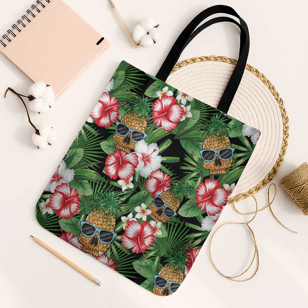 Pineapple Skull Aloha Hawaii Tote Bag Summer Vibes Tropical Seamless Pattern - Wonder Print Shop
