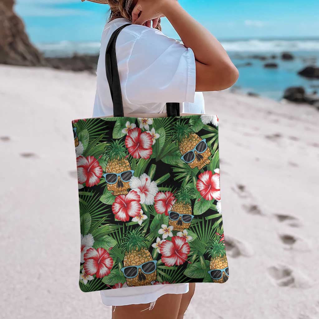 Pineapple Skull Aloha Hawaii Tote Bag Summer Vibes Tropical Seamless Pattern - Wonder Print Shop