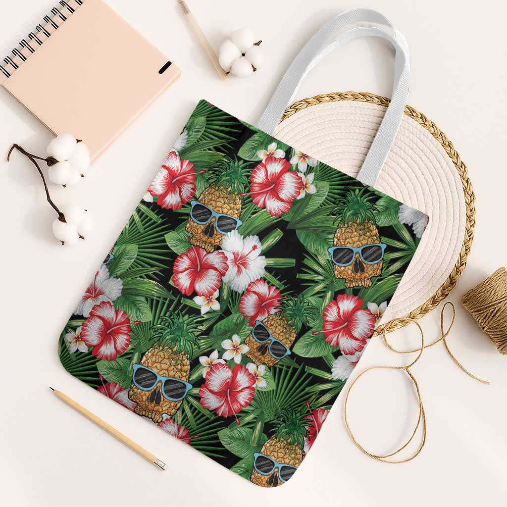 Pineapple Skull Aloha Hawaii Tote Bag Summer Vibes Tropical Seamless Pattern - Wonder Print Shop