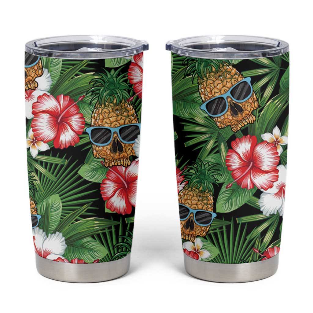 Pineapple Skull Aloha Hawaii Tumbler Cup Summer Vibes Tropical Seamless Pattern - Wonder Print Shop