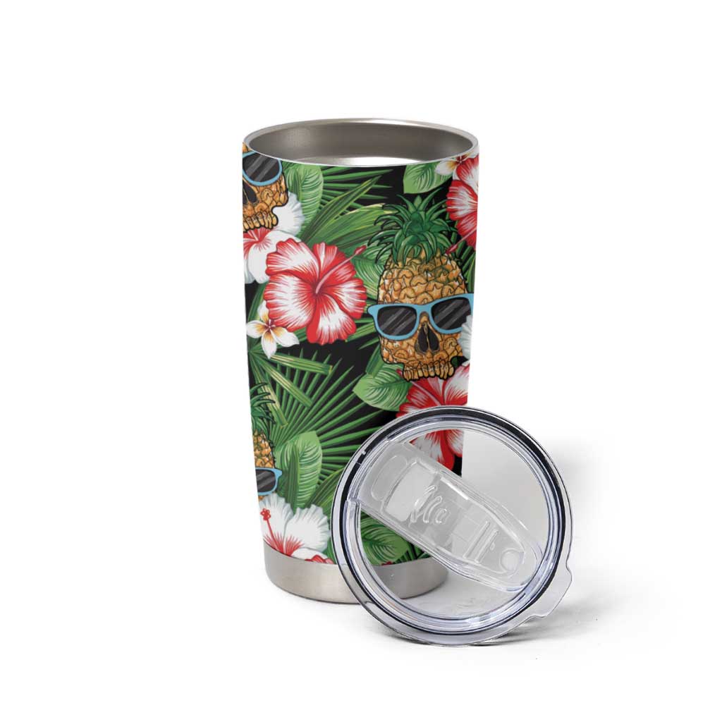 Pineapple Skull Aloha Hawaii Tumbler Cup Summer Vibes Tropical Seamless Pattern - Wonder Print Shop