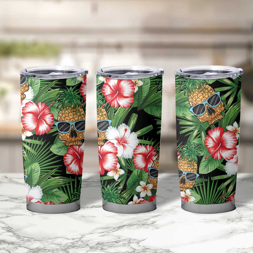 Pineapple Skull Aloha Hawaii Tumbler Cup Summer Vibes Tropical Seamless Pattern - Wonder Print Shop