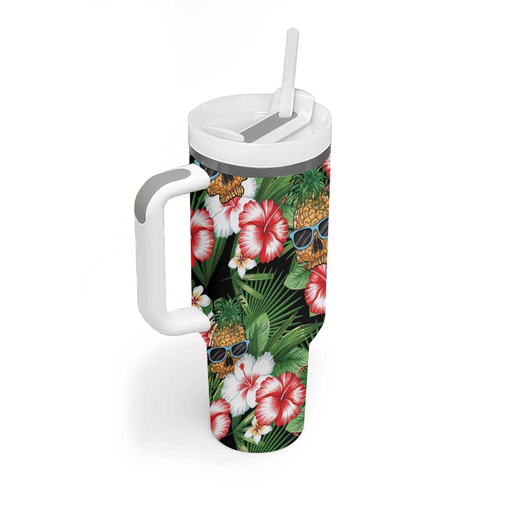 Pineapple Skull Aloha Hawaii Tumbler With Handle Summer Vibes Tropical Seamless Pattern - Wonder Print Shop