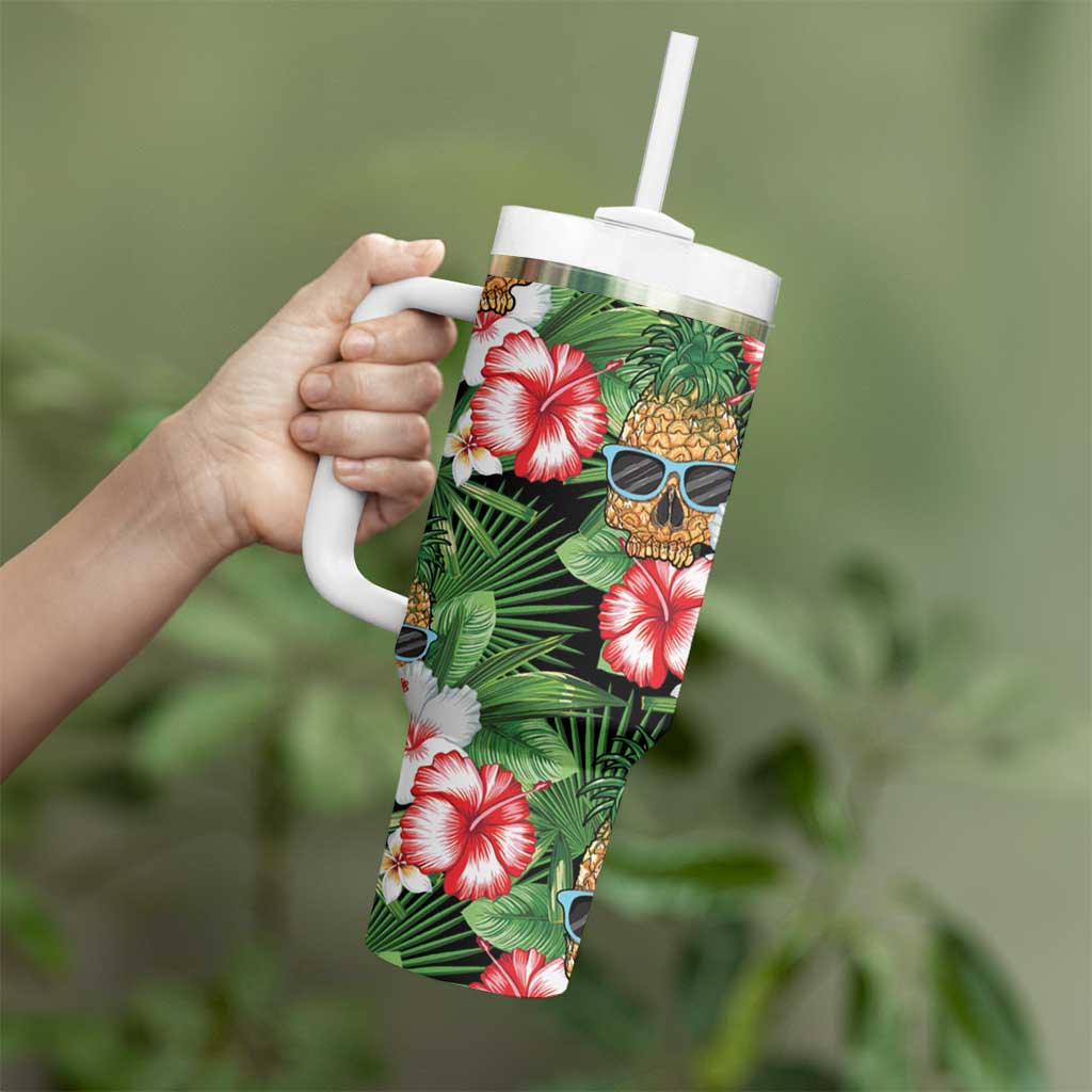 Pineapple Skull Aloha Hawaii Tumbler With Handle Summer Vibes Tropical Seamless Pattern - Wonder Print Shop