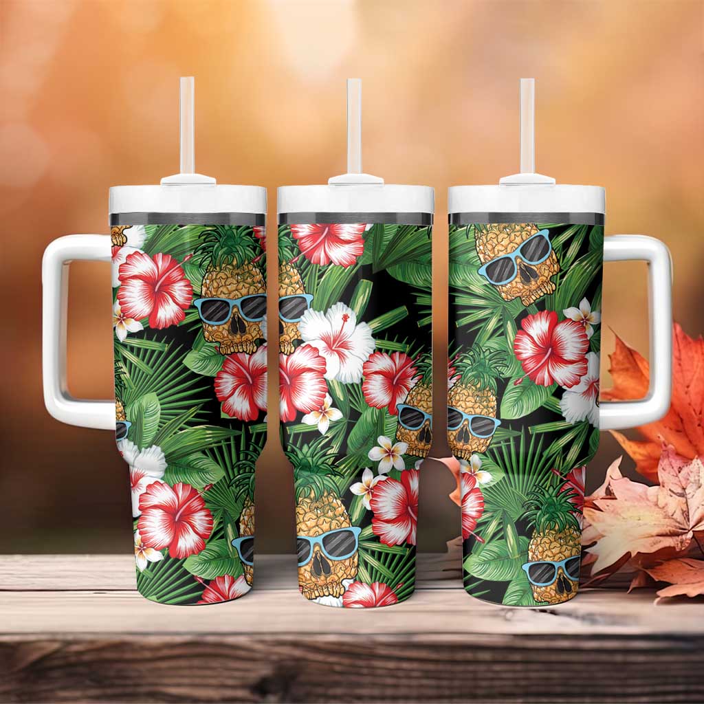Pineapple Skull Aloha Hawaii Tumbler With Handle Summer Vibes Tropical Seamless Pattern - Wonder Print Shop