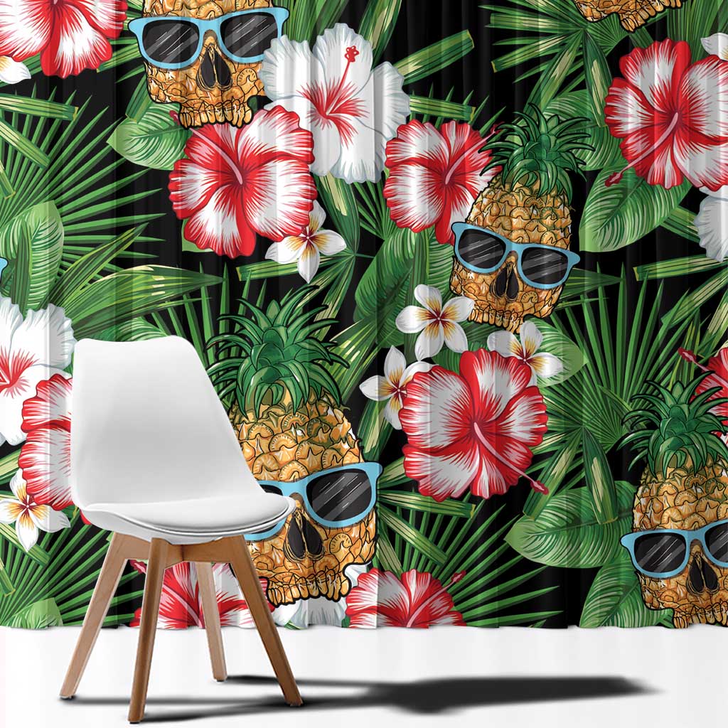 Pineapple Skull Aloha Hawaii Window Curtain Summer Vibes Tropical Seamless Pattern - Wonder Print Shop