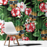 Pineapple Skull Aloha Hawaii Window Curtain Summer Vibes Tropical Seamless Pattern - Wonder Print Shop