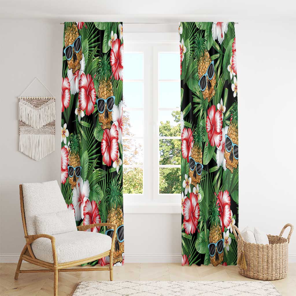 Pineapple Skull Aloha Hawaii Window Curtain Summer Vibes Tropical Seamless Pattern - Wonder Print Shop