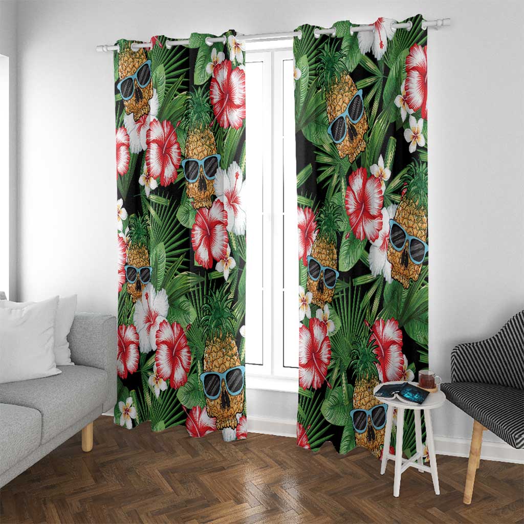 Pineapple Skull Aloha Hawaii Window Curtain Summer Vibes Tropical Seamless Pattern - Wonder Print Shop