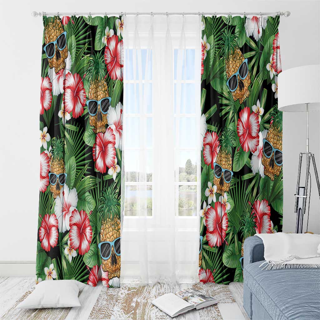 Pineapple Skull Aloha Hawaii Window Curtain Summer Vibes Tropical Seamless Pattern - Wonder Print Shop
