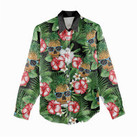 Pineapple Skull Aloha Hawaii Women Casual Shirt Summer Vibes Tropical Seamless Pattern - Wonder Print Shop