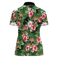 Pineapple Skull Aloha Hawaii Women Polo Shirt Summer Vibes Tropical Seamless Pattern - Wonder Print Shop