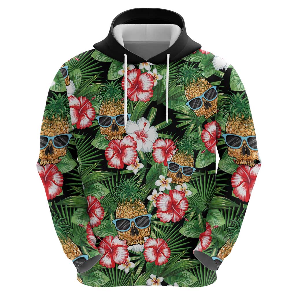 Pineapple Skull Aloha Hawaii Zip Hoodie Summer Vibes Tropical Seamless Pattern - Wonder Print Shop