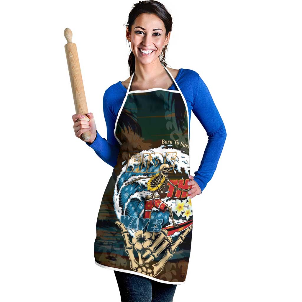 Aloha Hawaii Surfing Skull Apron Shaka Skeleton Ride The Waves - Wonder Print Shop